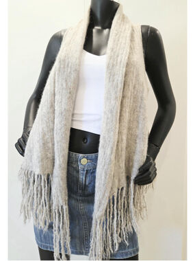KUNA fringe alpaca grey vest, Peru, one size S‑M‑L, boho western festival